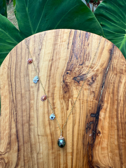 Tahitian Pearl & ʻOpihi ʻAwa Necklace