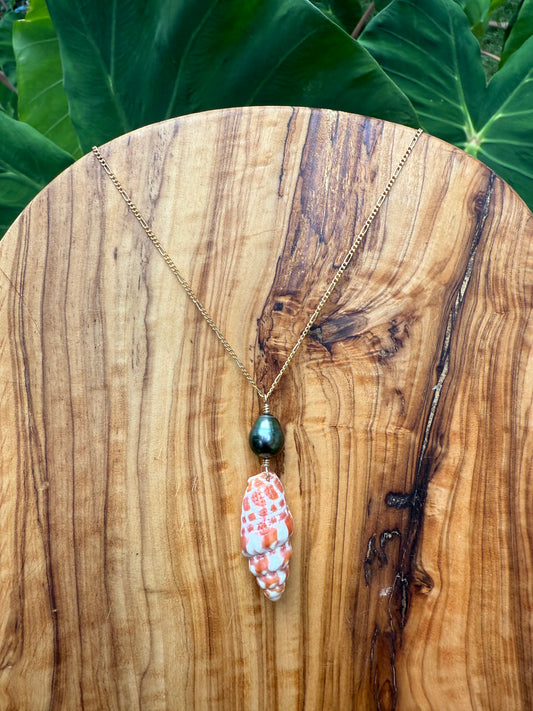Large Miter and Tahitian Pearl Necklace