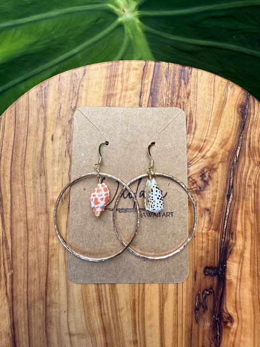 ~Hawaiian Miter and Flea Cone Hoop Earrings