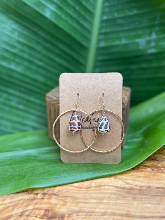 ~Hawaiian Hebrew Hoop Earrings
